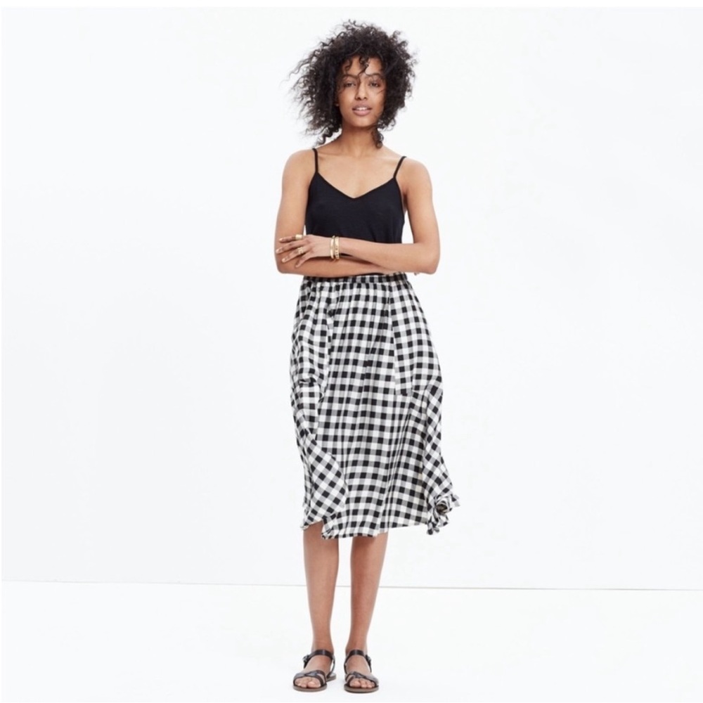Madewell sidewalk midi skirt in buffalo check